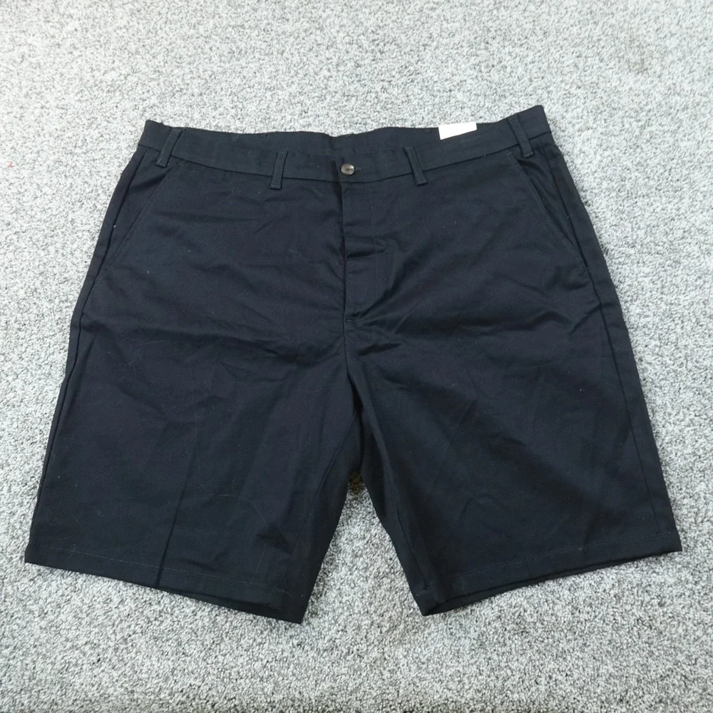 NEW St Johns Bay Shorts Mens 48 Black Chino Flat Front Comfort Stretch Flex Golf